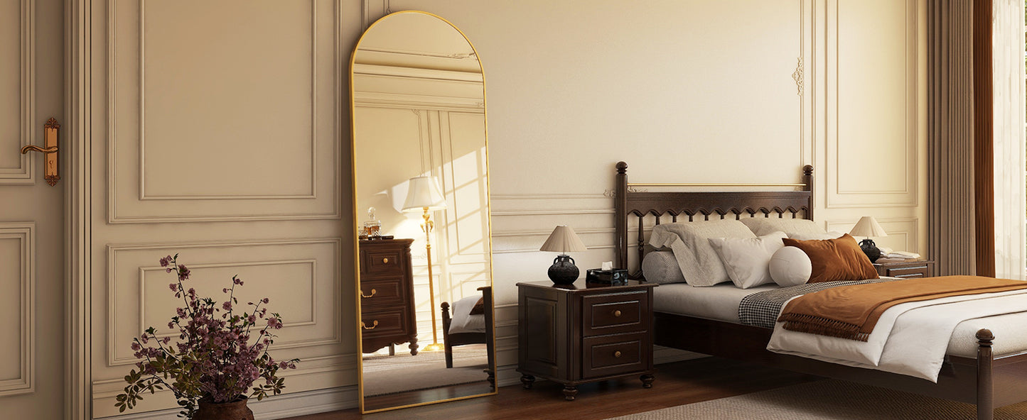 65"x24" Arched Full Length Mirror | Free Standing & Wall-Mounted | Full-Length Mirror with Stand | Modern Gold Mirror for Living