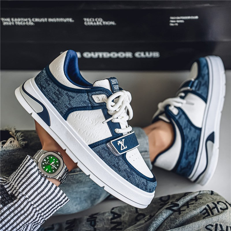 Tênis Masculino Azul da Moda 2025 Calçados Streetwear Hip Hop Tênis Casual Primavera Skate Tênis de Grife de Luxo Masculino