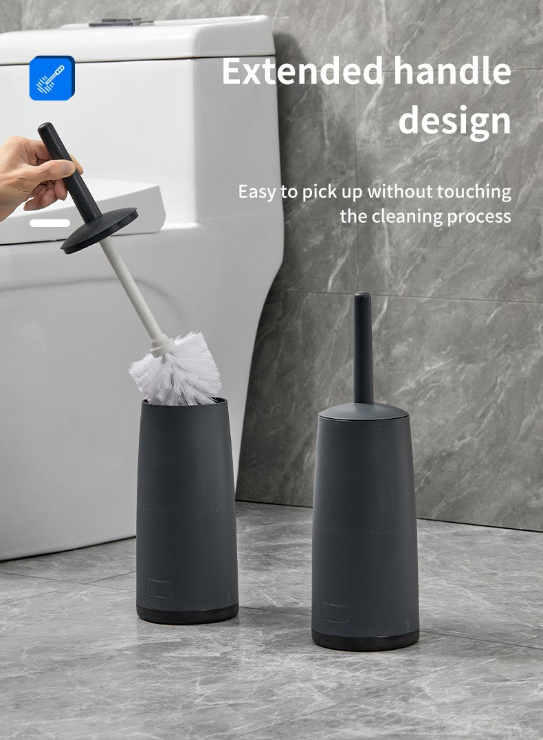 WORTHBUY Splash Proof Handle Toilet Brush With Base Soft Bristle Plastic Toilet Cleaning Brush Bathroom Toilet Cleaning Tools