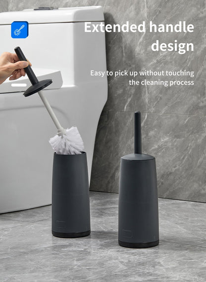 WORTHBUY Splash Proof Handle Toilet Brush With Base Soft Bristle Plastic Toilet Cleaning Brush Bathroom Toilet Cleaning Tools