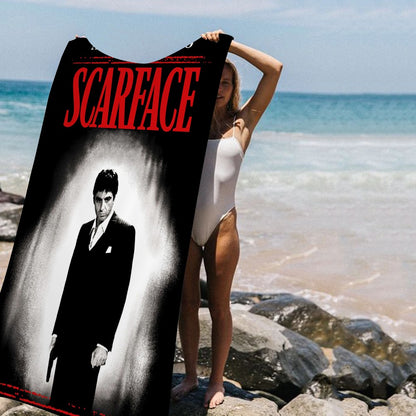 Classic Movie Scarface Bath Towel Microfiber Soft Water Absorbing Breathable For Girl Kids Decorative Cartoon Beach Towel
