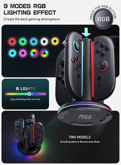 4-In-1 Charger Station For Switch 2 Joy Con Accessories Switch2 Joycon Controller Stand Fast Charging Dock