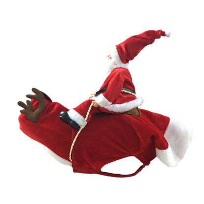 Melhor Presente de Natal Fantasia Divertida de Papai Noel Montando Cão Traje Festivo para Animais de Estimação para Fotografia Estilo Rena Roupa de Papai Noel com S-3XL