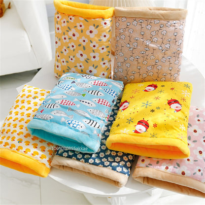 Saco de Dormir para Porquinho da Índia com Estampa de Flor e Papai Noel, de Algodão Macio, Gaiola para Ouriço e Rato, Casa de Descanso para Animais de Estimação, Barraca, Acessórios para Hamster