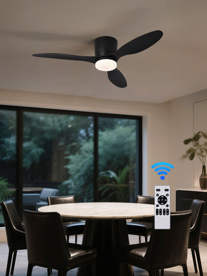 Ceiling Fan With Light,42 Inch Low Profile Ceiling Fan with remote control, For Indoor and Covered Outdoor
