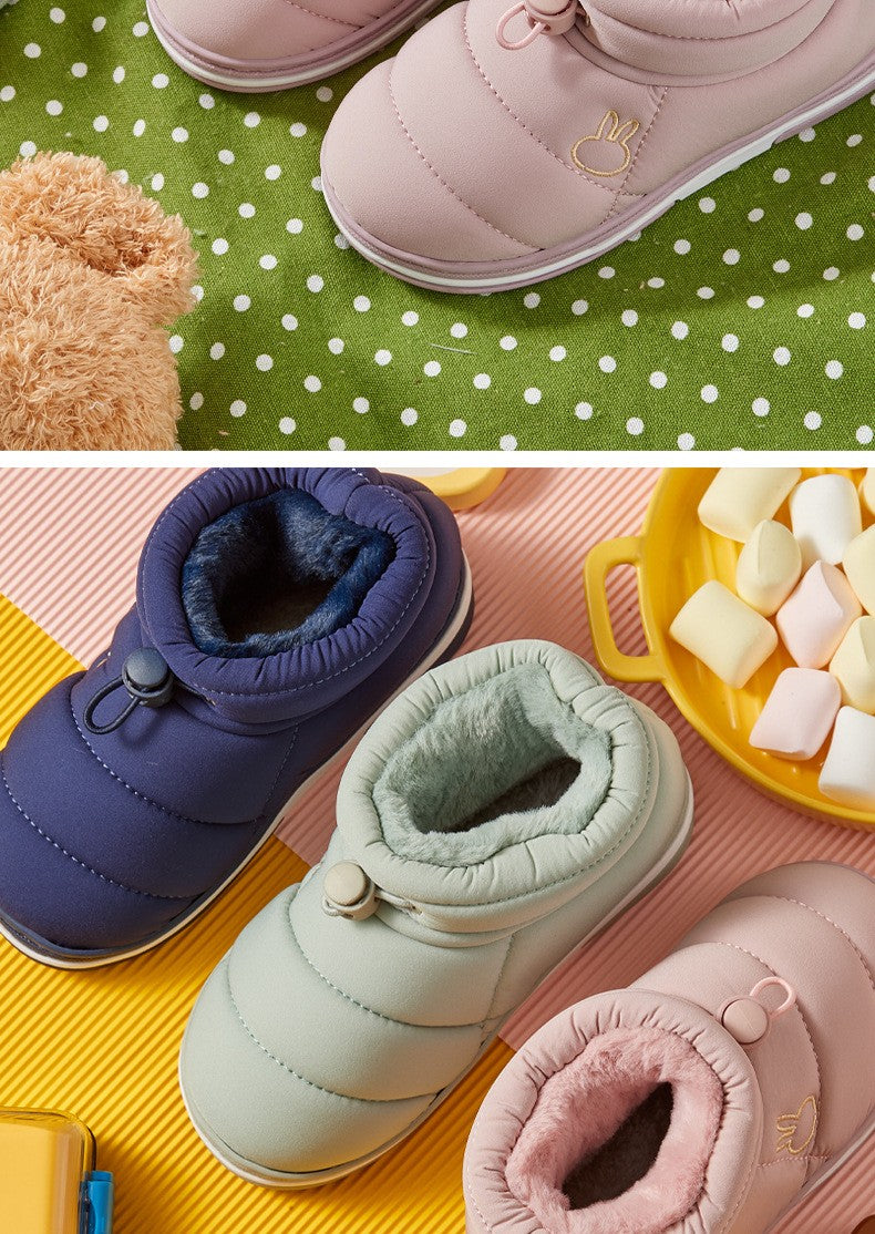 Children's Thick Furry Boots Winter Season Cartoon Warm Shoes Boys Girls Kids Home Cotton Slippers Heel Outdoor Baby Snow Boots