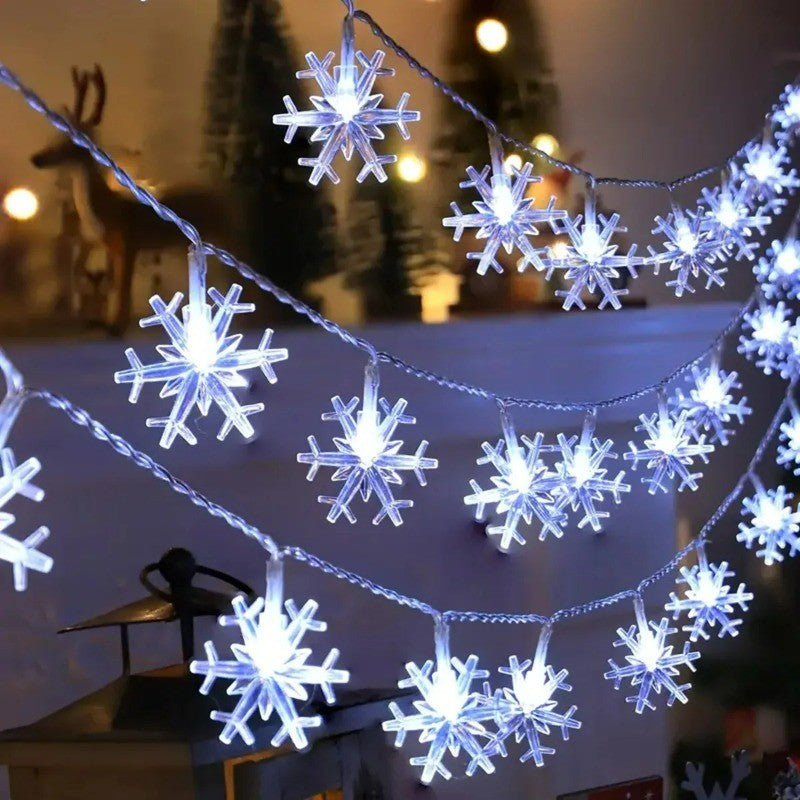 1pc LED Christmas Snowflake String Light Indoor Hanging Decorative Light Fairy Atmosphere Lamp for Wedding Party Battery Box/USB