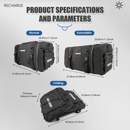 Motorcycle Tail Bag Waterproof 20L-60L Expandable Back Seat Saddle Bag Luggage Pannier Motorcycle Accessories Rider Backpack