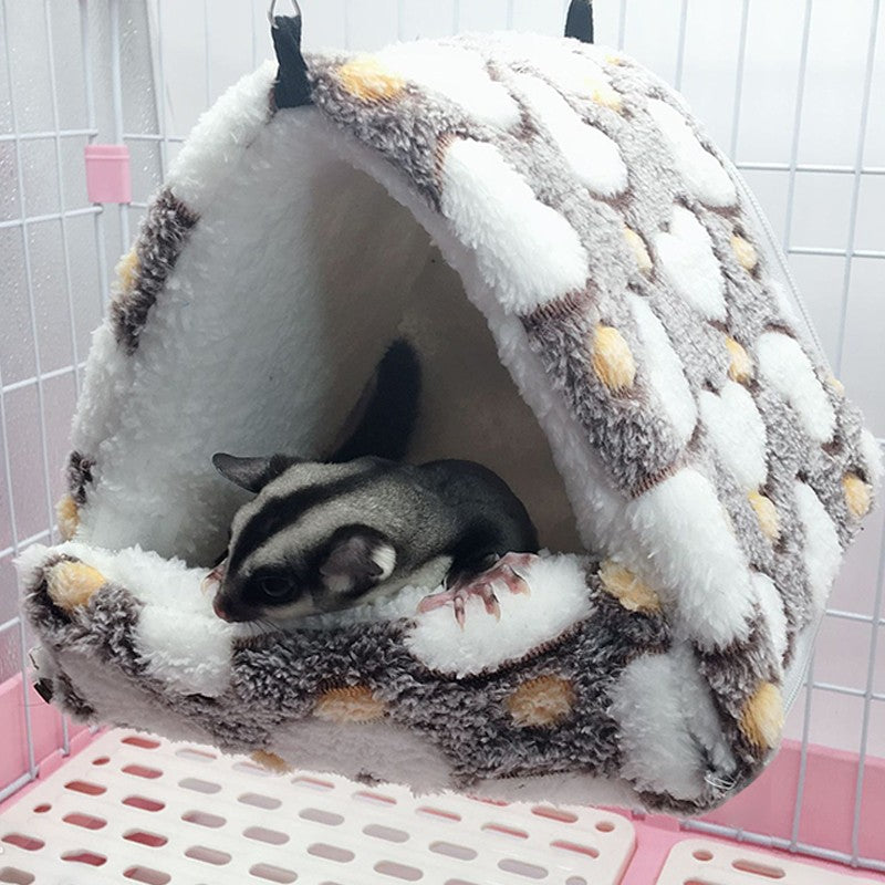 1 PEÇA Casa de Estimação Pequena de Espuma com Estampa de Bolinhas de Fleece Coral Cama Suspensa para Hamster para Pequenos Animais Esquilo Papagaio Ninho de Algodão