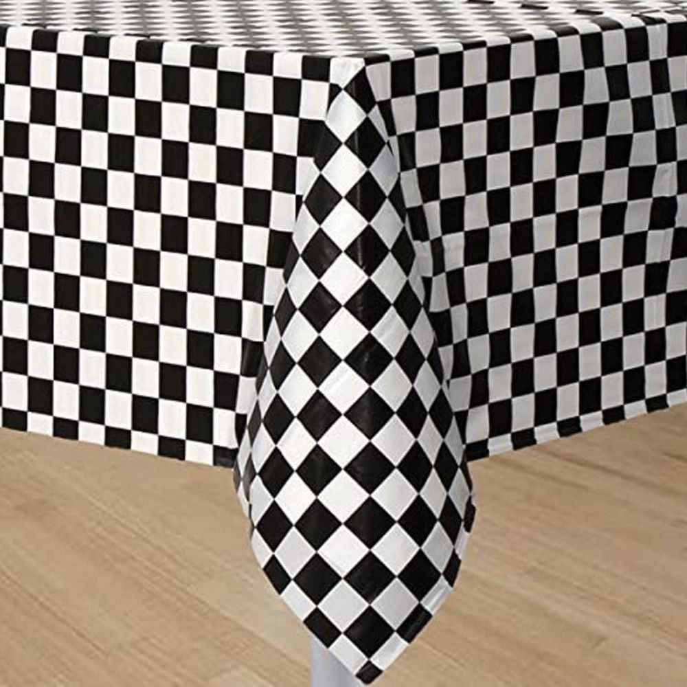 137x274cm Party F1 race black and white checkered tablecloth Waterproof and stain-proof disposable tablecloth