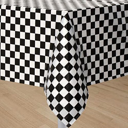 137x274cm Party F1 race black and white checkered tablecloth Waterproof and stain-proof disposable tablecloth