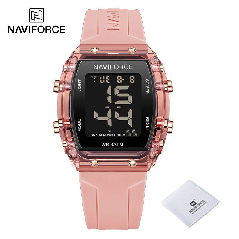 NAVIFORCE Watches for Woman LCD Digital Movement Female Clock Fashion 50m Waterproof Silicone Band Sport Electronic Wristwatches