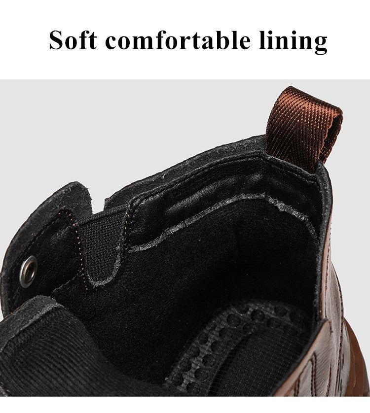 Hot Sale Brown Men's Boots Comfort Outdoor Men Motorcycle Boots Casual Lace-Up Ankle Boots Man Platform Boots botas para hombre
