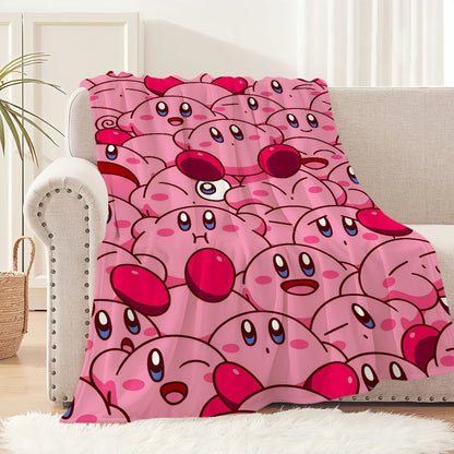 Cute Cartoon K-Kirby Blanket Soft Comfortable Nap Plush Suitable For Iiving Room Office Bedroom Birthday Home Kid Gift
