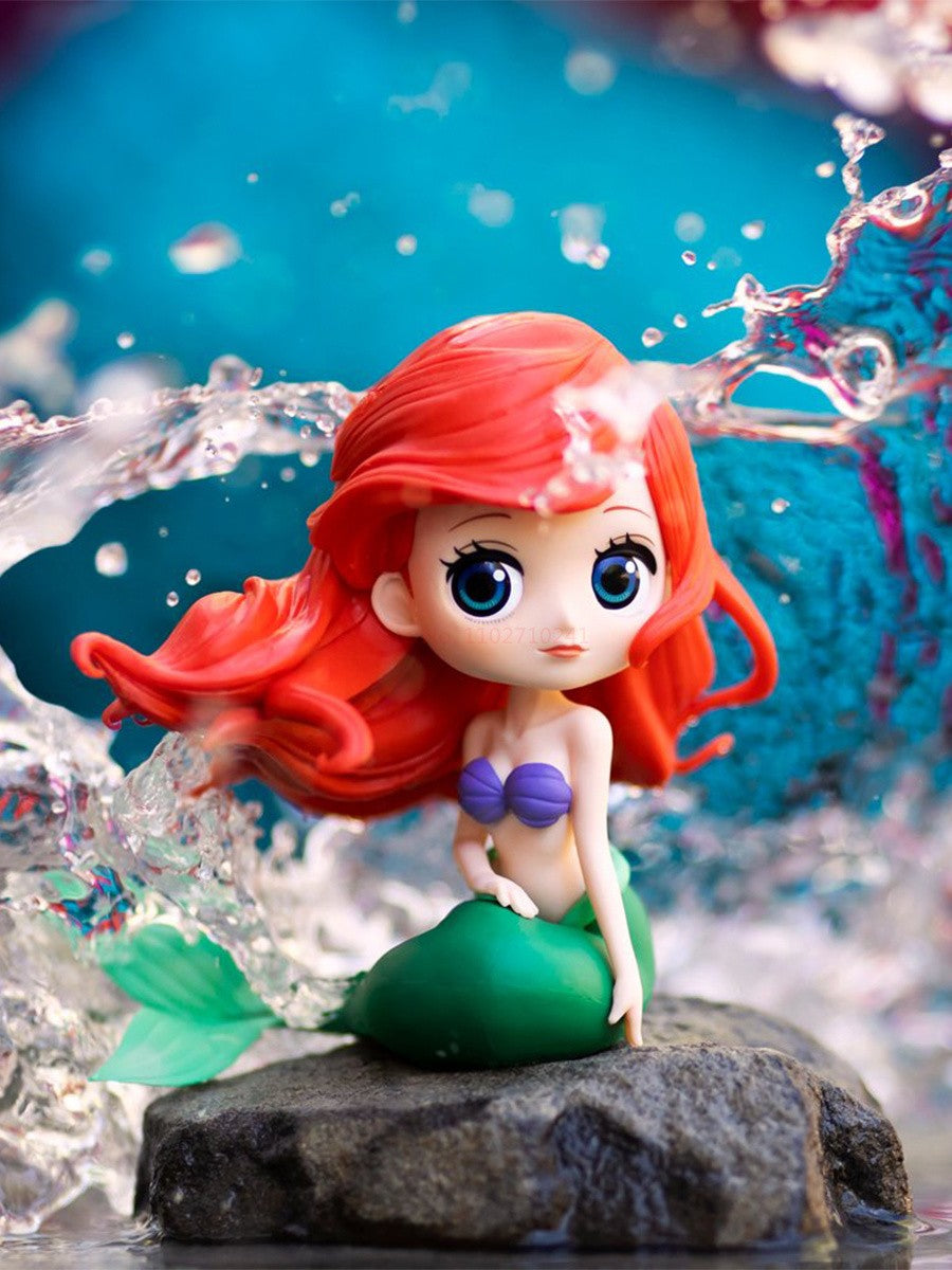 Bandai Disney A Pequena Sereia Anime Qposket Personagens Ariel Linha Glitter Boneco de Ação Modelo Colecionável Brinquedos Presente de Aniversário