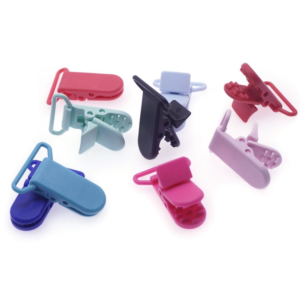 100 Pcs 20 Color Mixed Hot D Shape 25mm Plastic Baby Pacifier Clip Holder Newborn Baby Dummy Soother Bib Toy Chain Gift