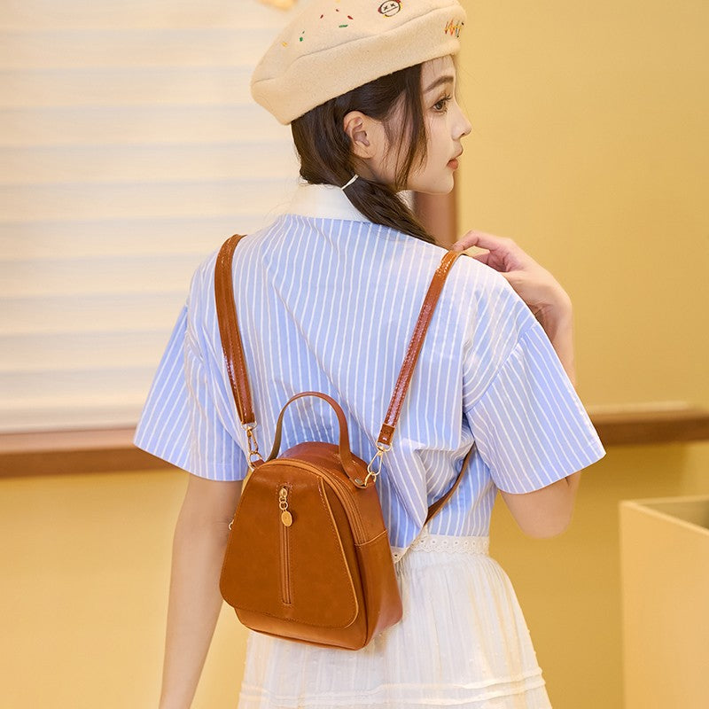 Fashion Women Mini Backpack Solid Color Soft Pu Small Backpacks Female Casual Outdoor Travel Rucksack School Baskpack for Girls