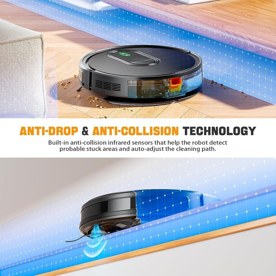 Robot Vacuum and Mop Combo, 2 in 1 Vacuuming amp Mopping Robot with Schedule, App Bluetooth Voice, 3200Pa Max Suction, SelfCharg