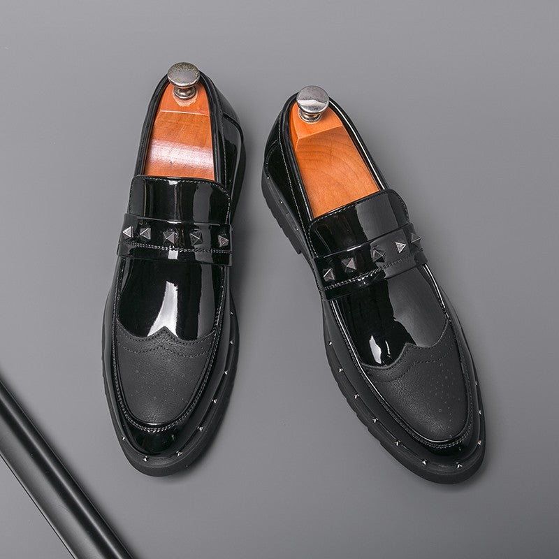 Men Loafers PU Splicing Low Heel Professional Classic Business Banquet Men Shoes Size 38-46