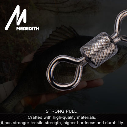 Meredith 50PCS/Lote Giradores de Pesca Rolamento de Esferas Giratório com Fecho de Segurança Anéis Sólidos Giratório para Acessórios de Pesca de Carpa