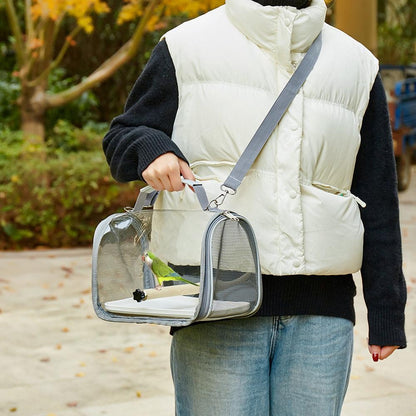 Criativa Gaiola de Viagem Portátil Transparente para Pássaros e Répteis, Ventilação Científica, Bolsa de Viagem Multiuso para Animais de Estimação