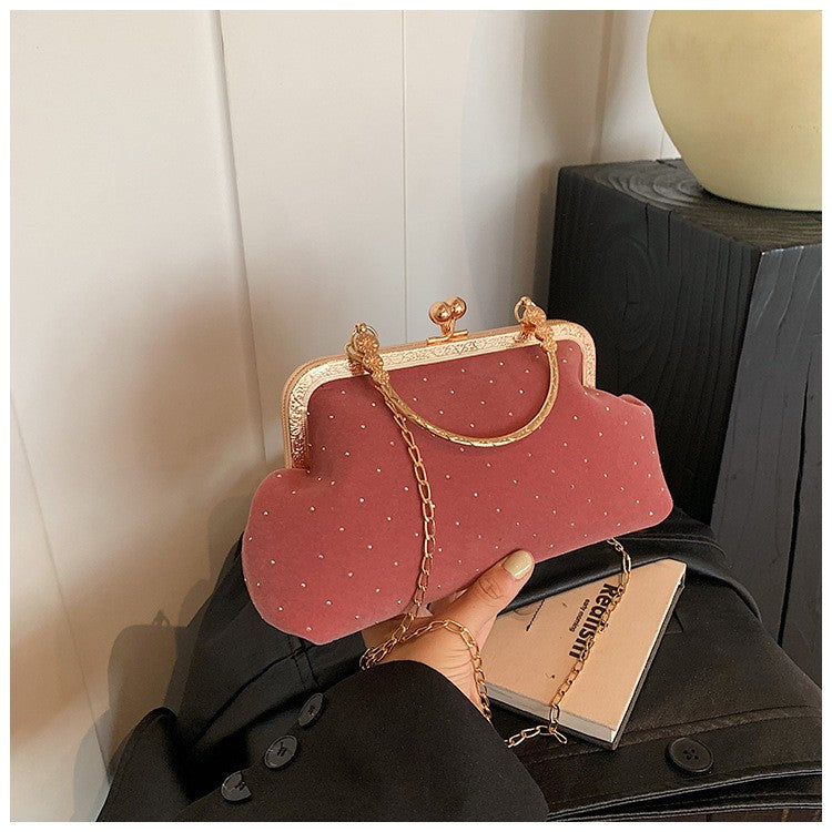 Luxury Design Women's Evening Clutch Purse Dinner Party Ladies Small Clip Shoulder Bag Handbags Retro Female Chain Crossbody Bag