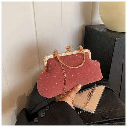 Luxury Design Women's Evening Clutch Purse Dinner Party Ladies Small Clip Shoulder Bag Handbags Retro Female Chain Crossbody Bag