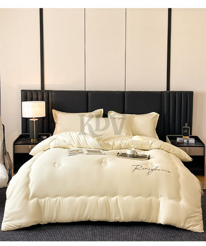 Edredom Acolchoado de Alta Qualidade para Outono/Inverno, Queen Size, Macio, Fofo, Enchimento de Edredom, Letra Bordada, Acolchoado Grosso e Quente para Cama