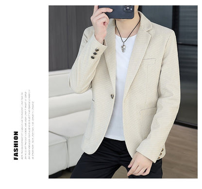 Blazer's New Men's Fashion Outdoor Travel Camping Youth Wedding Hosting Campus Slimming Casual Solid Color Korean Version Blazer