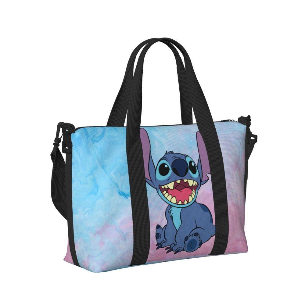 Custom Large SLilo And Stitch Cartoon Tote Bag Women Anime Shopping Shoulder Beach Gym Travel Bag