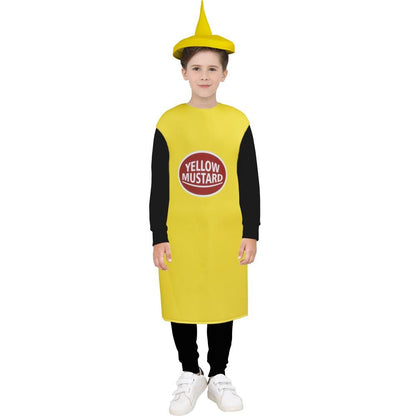 Zawaland Red Tomato Delicious Ketchup Costume Adult Boy Girl Funny Disguise Suit Yellow Mustard Halloween Cosplay Party Clothes