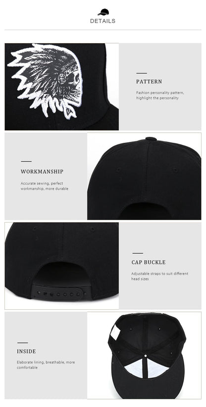 [HATLANDER]Embroidery Skull baseball caps hats hip hop snapbacks flat brim bones gorra sports snapback caps for men women unisex