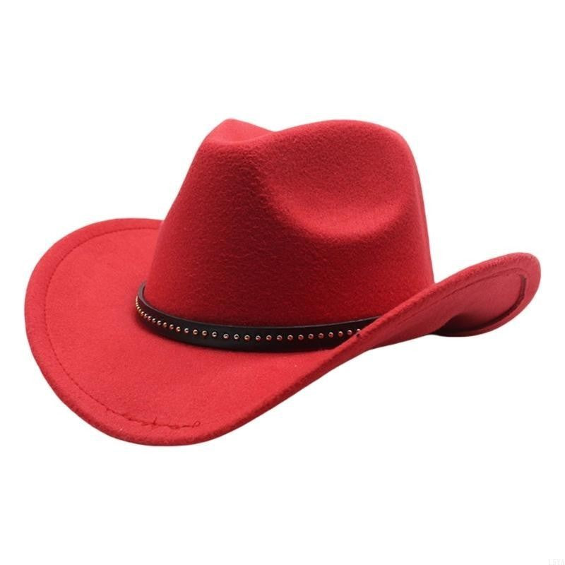 L5YA Elegant Homburg Hat with Unique Ethnic Band Flat Wide Brimmed Hat Surprise Gifts Headwear for Vacation Photo Props