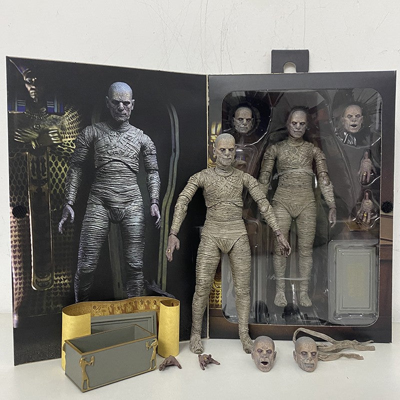 NECA Monsters Figure The Mummy Casket Coffin Pyramid Action Figure Universal Monsters Model Toy Christmas Halloween Gift Doll