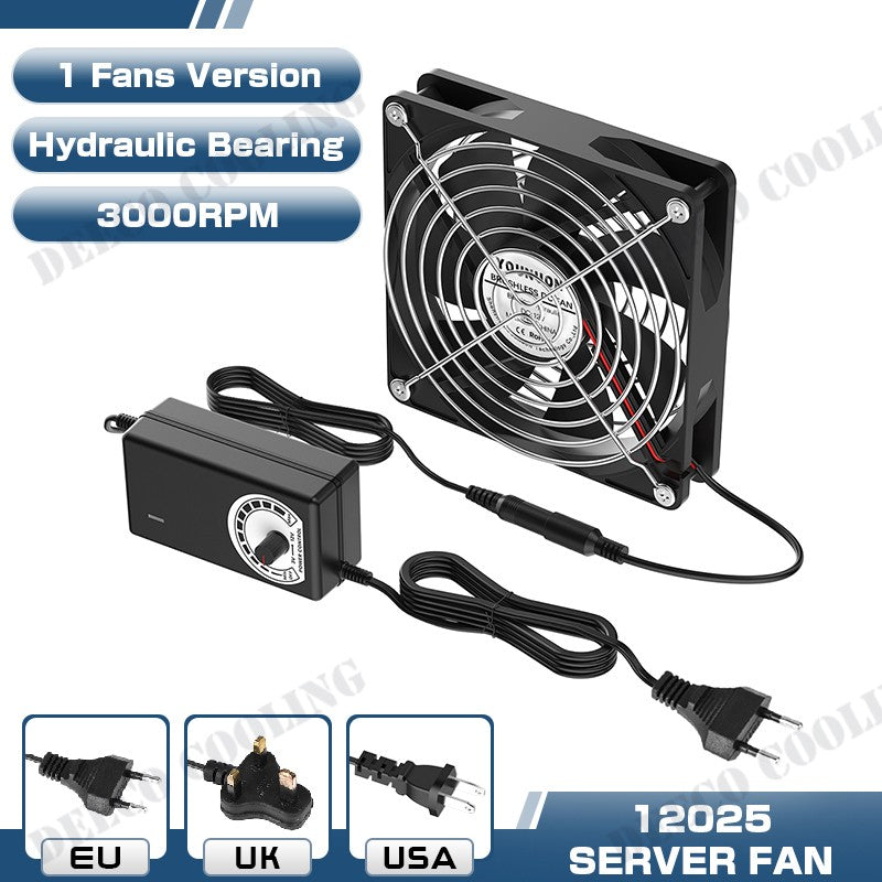 120mm 3000RPM Fan Cooling With Controller 12cm 12V 220V Btc Machine Chassis Workstation Cabinet Radiator Server Fan