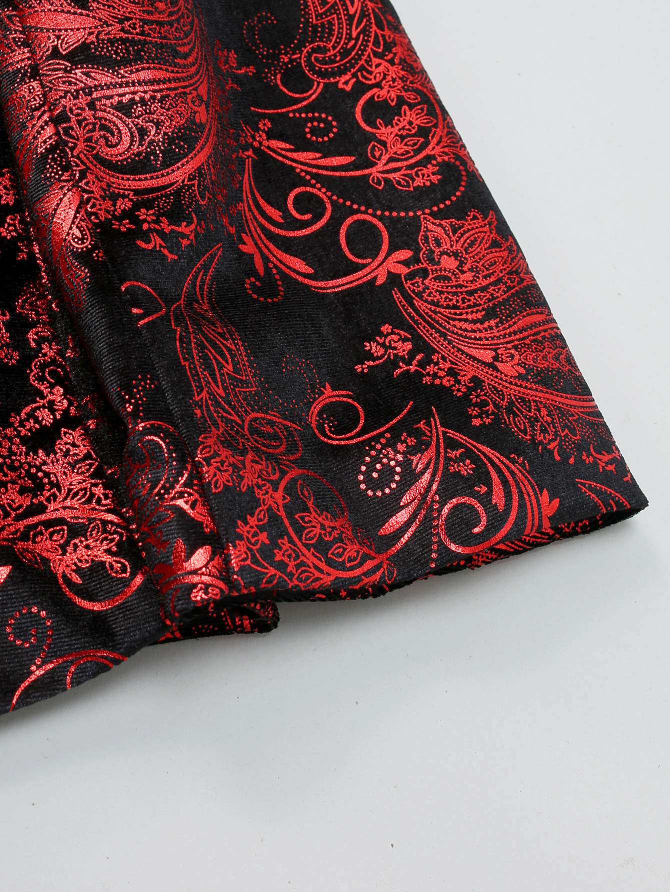 Men's Purple Print Suit Jacket Burgundy Long Sleeve Black Collar Single Button Coat for Wedding Party Stage Performance