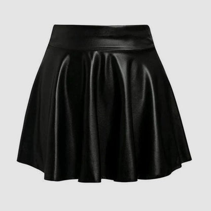 Y2k Pu Leather Mini Skirt Women Vintage High Waist Pleated Skirts Streetwear Korean Black Slim Casual A Line Skirts 2024 New