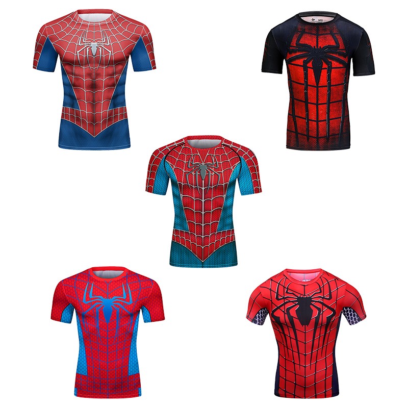 New Men Comics Cosplay Spiderman Iron Man Compression T-shirt Short Sleeve Sport Tees Tops Fitness Sportwear Marvel Clothes