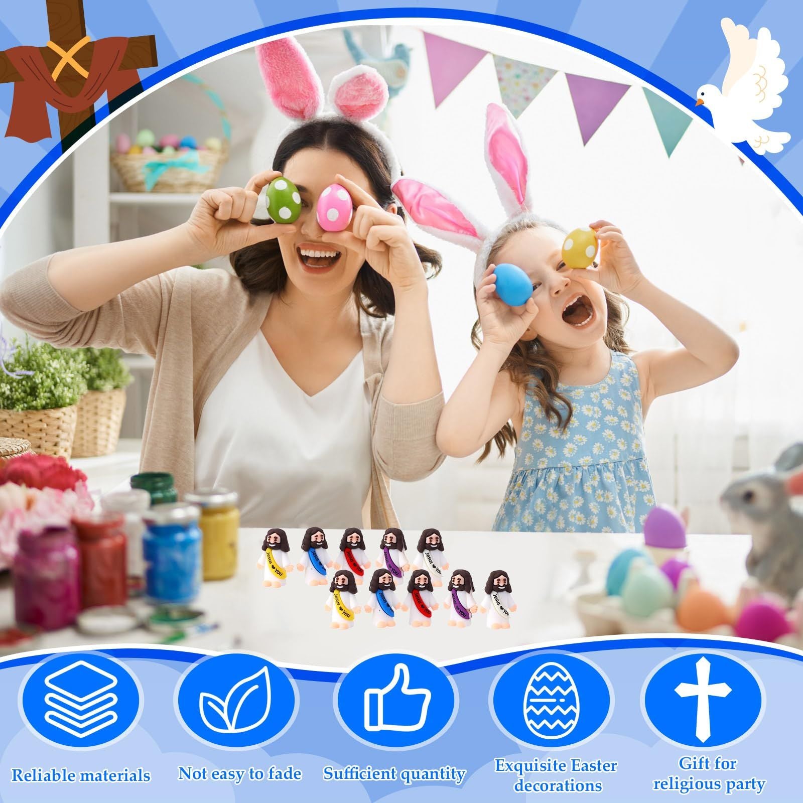 20-200PCS Little Jesus Figures Mini Jesus Figurines in Bulk Hide and Seek Religious Party Favor Sunday School Easter Egg Stuffer