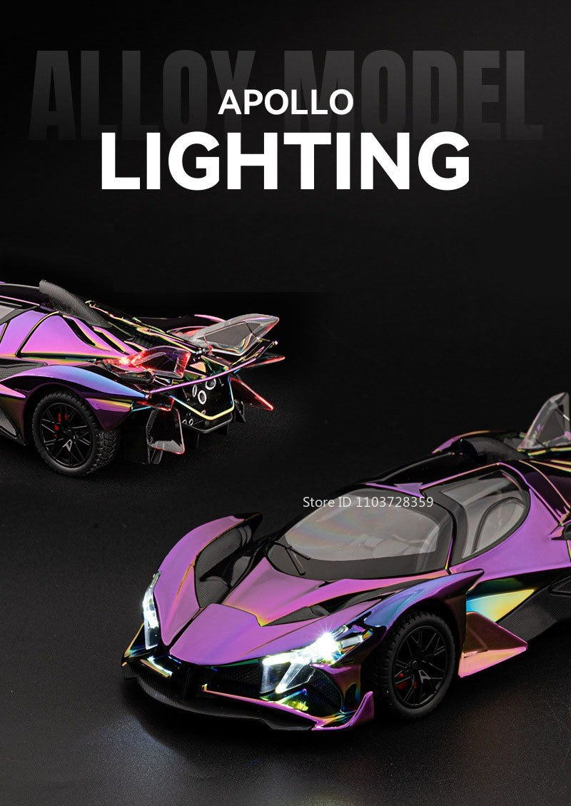 1:24 Apollo EVO Miniatura Carro Esportivo de Brinquedo Liga Fundido Som Luz Portas Abertas Fricção Supercarro Presentes para Crianças