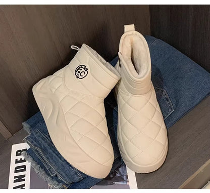 Thick-soled plush loafers, waterproof and warm snow boots for women, new winter fashion cotton shoes, Korean-style short boots