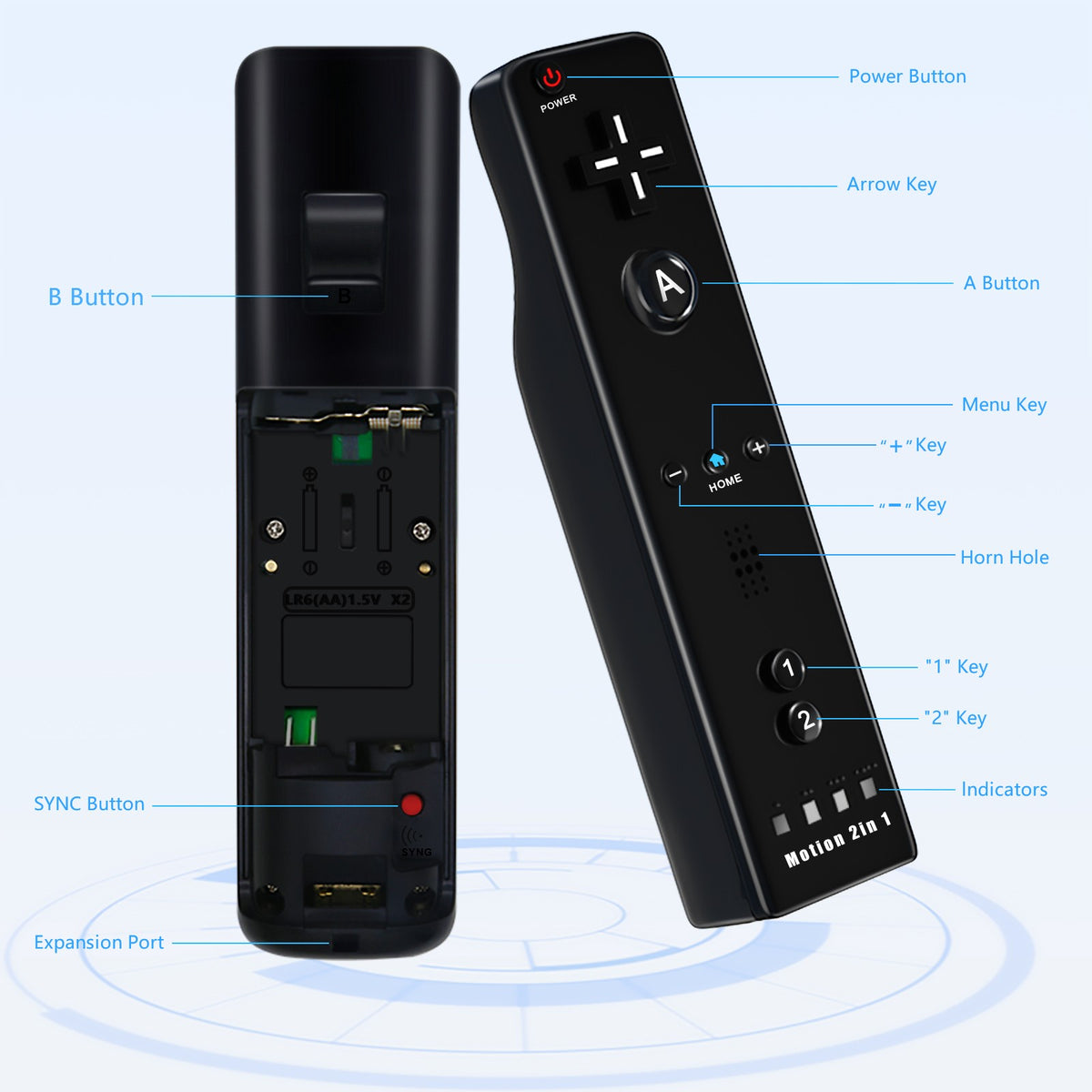 2 in 1 For Nintendo Wii Controller Set Optional Motion Plus Joystick Wireless Remote Gamepad with Silicone Case Video Game
