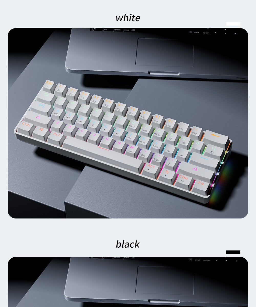 Teclado Mecânico MUCAI 61 Teclas Esports Mini Portátil USB Com Fio Hot Swappable Efeito de Luz RGB Eixo Vermelho Compacto e Prático