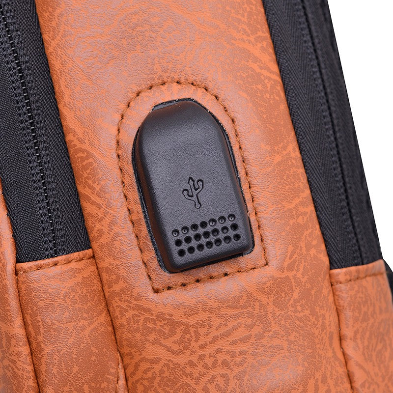 Men's Anti-Theft Crossbody Bag USB Charging Port Travel Chest Bag Waterproof Shoulder Messenger Bag for Outdoor Sports