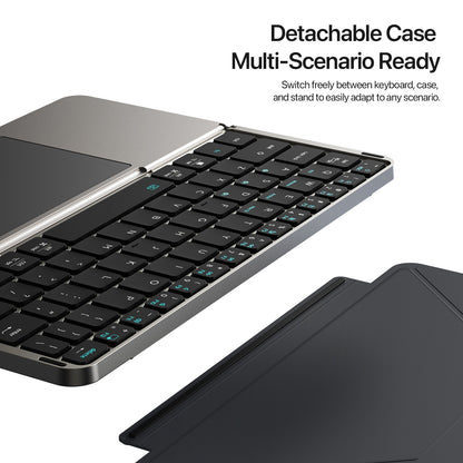 Novo Teclado Bluetooth 5.0 Dobrável Modelo Multifuncional com Touchpad e Suporte para Celular para Telefones, Tablets e PCs
