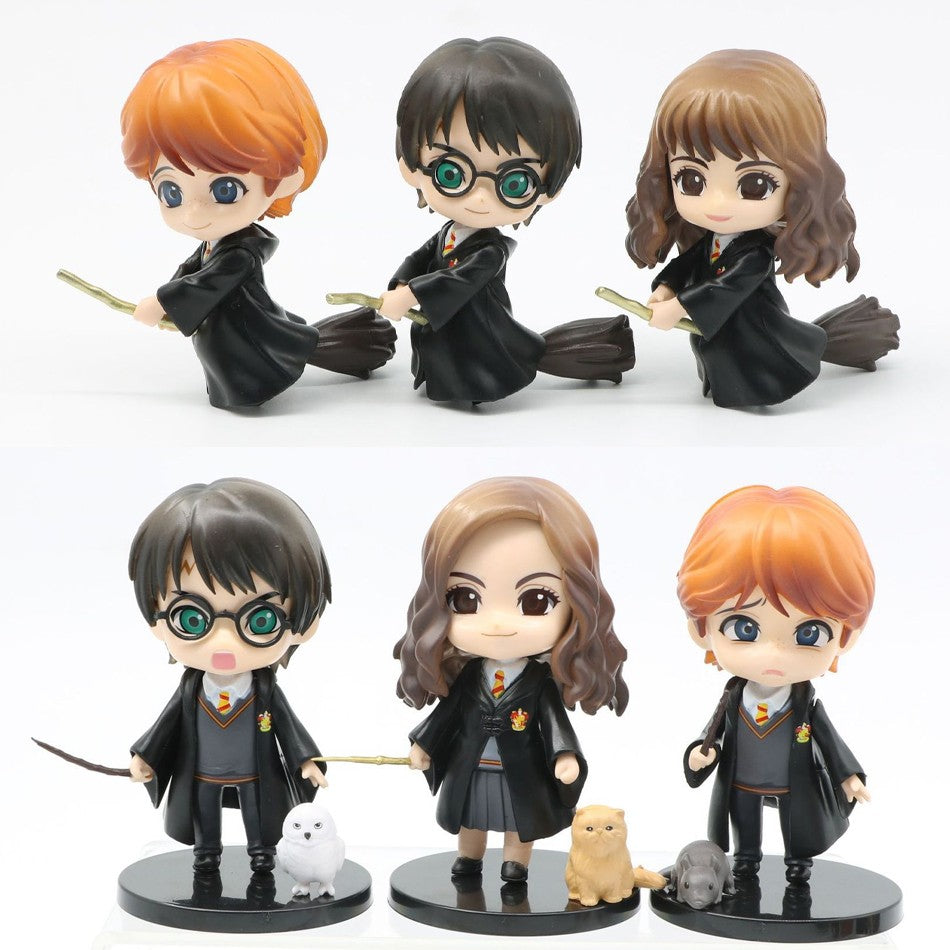 Hot 3-10 unidades/conjunto Harri Q Style Potter Posket Hermione Ron Hedwig Boneco de Vinil Brinquedo Decoração de Bolo Carro Modelo PVC Boneca Presente Brinquedos