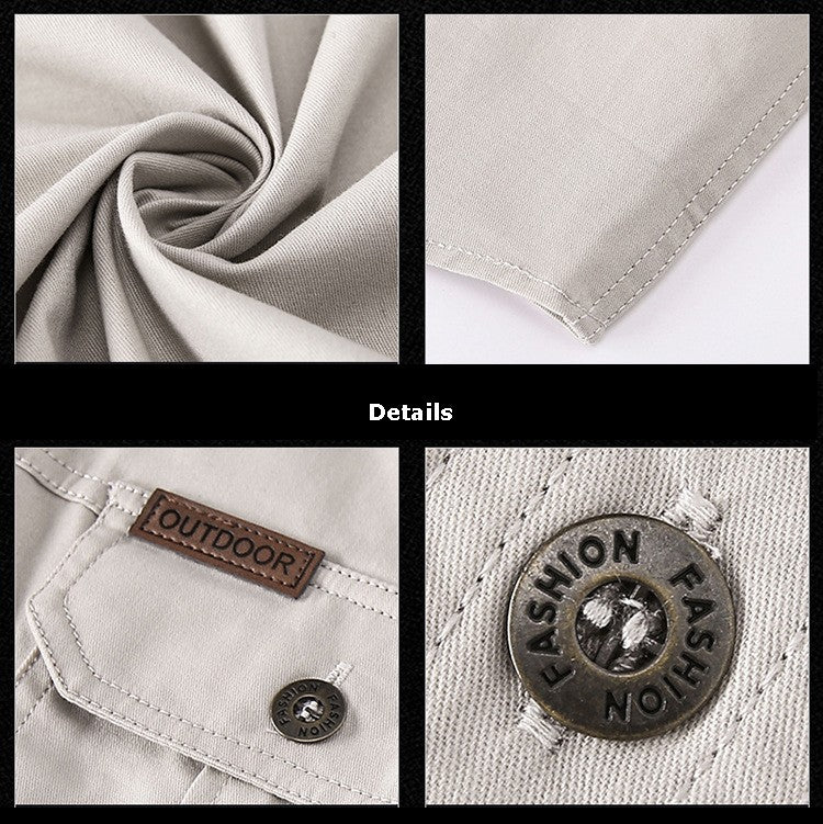 Spring Autumn Fashion Men's 100% Cotton Long-Sleeved Solid Color Premium Casual Shirt Multi Pockets 6XL Large Size Cargo Jackets