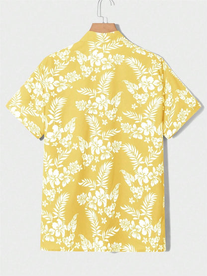 Summer men's new tropical 3D printing lapel short-sleeved shirt Hawaiian casual daily wearing large size XS-5XL