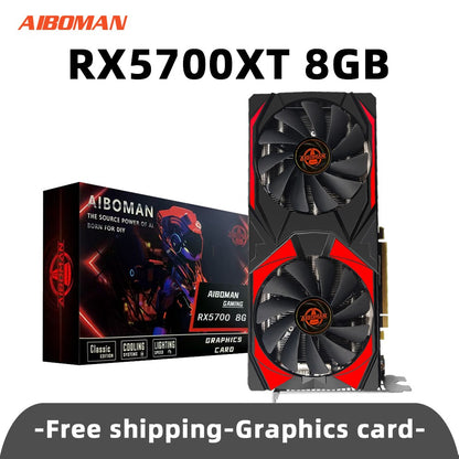 AIBOMAN NOVA AMD RX5700XT 8GB GDDR6 256Bit 7nm Placa de Vídeo para Jogos PCI Express 4.0x16 Montagem de Computador de Mesa