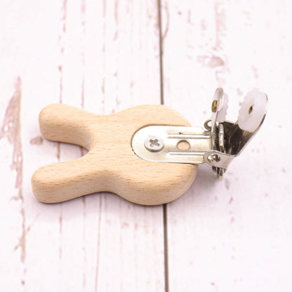 5PCS Wooden Rabbit Pacifier Clip Baby Accessories Wooden Animal Pacifier Metal Holder Elephant Pacifier Wooden Baby Teeth